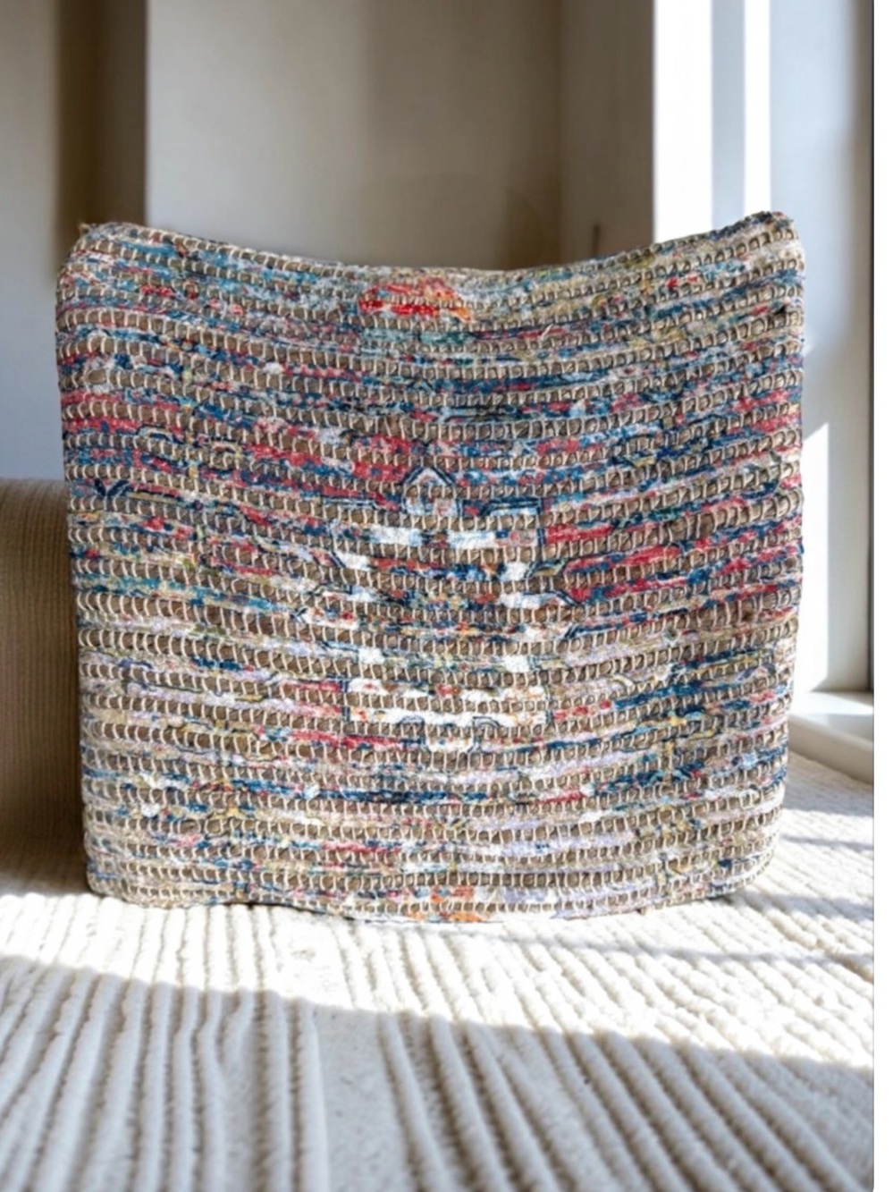 SURYA TWO JUTE BLEND BOHEMIAN ACCENT THROW PILLOW COVERS 18in x 18in